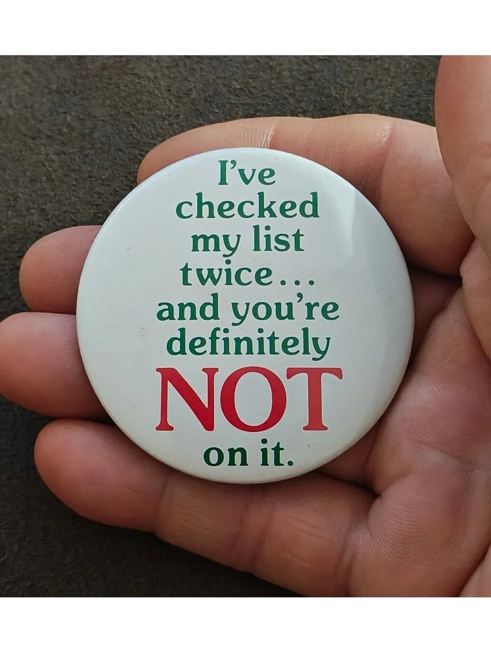 1980s Christmas Humorous Pin Button